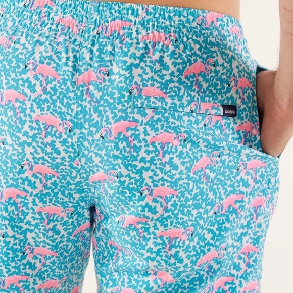 CHUBBIES MENS DOMINGOS ARE FOR FLAMINGOS SWIM TRUNKS PINK BLUE XXL 7” INSEAM - Picture 1 of 6